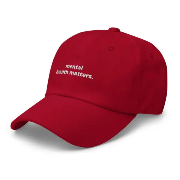 mental health matters baseball hat (red) - Image 4