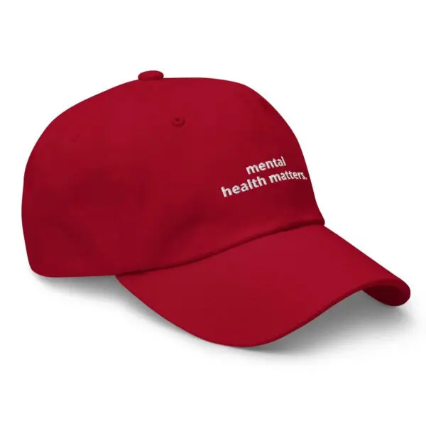 mental health matters baseball hat (red) - Image 3
